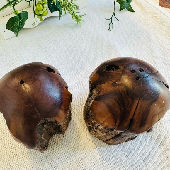 Vintage wood Pair of Tree Branch Salt and Pepper shakers farmhouse cottagecore - Picture 5 of 5